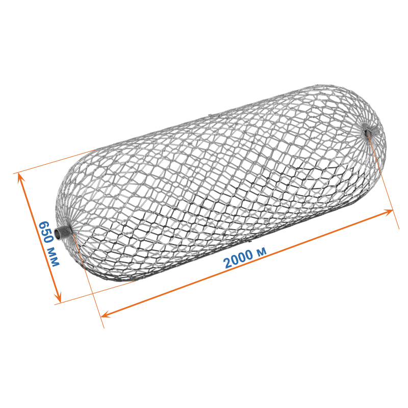 Габион цилиндрический 2х0,65х0,66 оцинкованный, Ø проволоки 2,4мм, размер ячейки 6х8 см фото